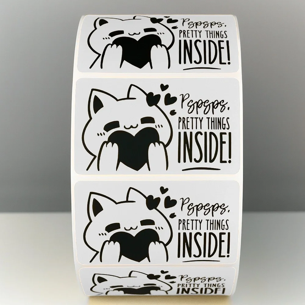 Pspsps Pretty Things Inside Stickers – Cute Cat Labels for Packaging and Orders